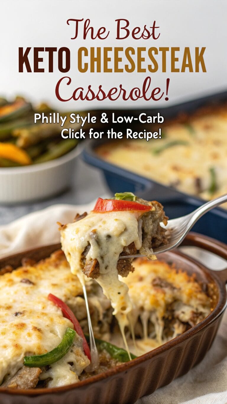 The Best Keto cheese steak casserole – Philly Cheesesteak Style!